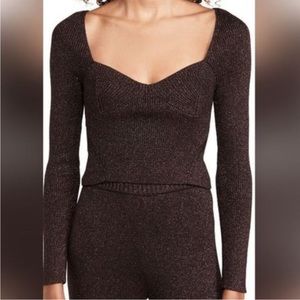 STAUD Cerro Brown Metallic Knit Sweater sz small NWT